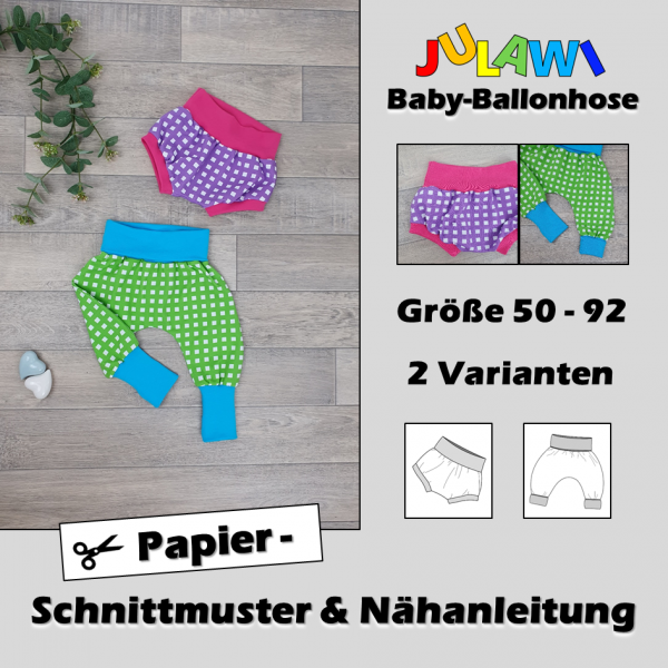 JULAWI Baby-Ballonhose Papierschnittmuster Gr50-92